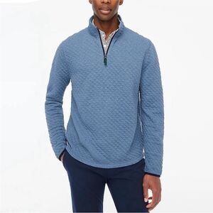NWT J CREW Factory Quilted half-zip in Blue